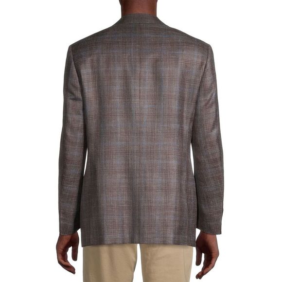 Canali Mens Plaid Wool, Silk & Linen Blend Blazer 40 Regular Brown 50R NWT $1595 - Picture 4 of 5